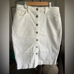 Banana Republic White Button-Front Denim Skirt